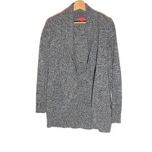 Elle Gray Heather-Knit Oversized Open Face Cardigan